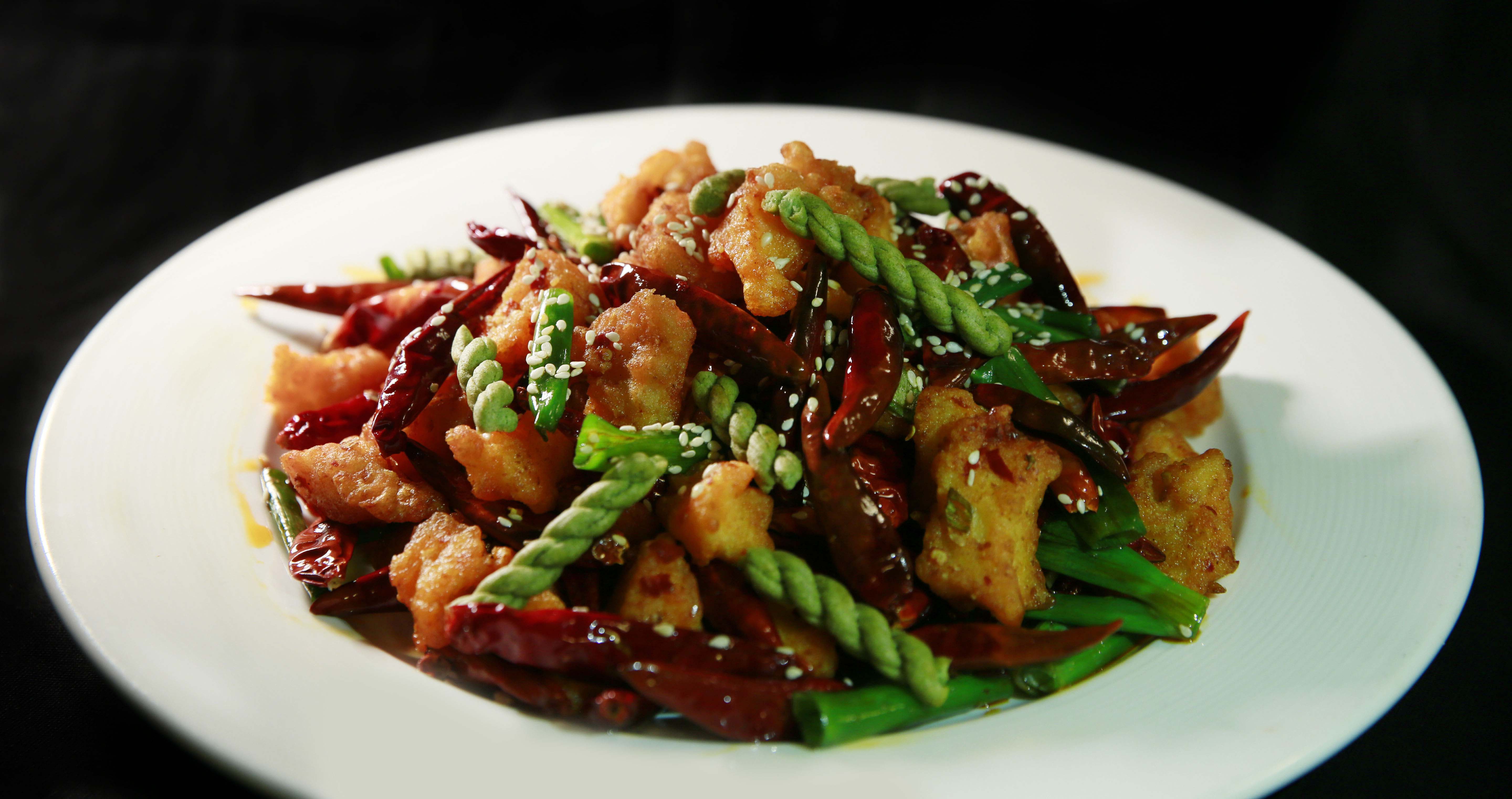 Order Chong Qing Spicy Diced Chicken (Szechuan Style) food online from Pig Heaven store, New York on bringmethat.com