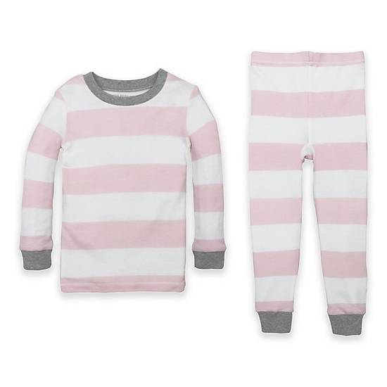 Order Burt's Bees Baby® Size 4T Organic Cotton Rugby Stripe PJ Set in Pink food online from Bed Bath & Beyond store, Huntsville on bringmethat.com