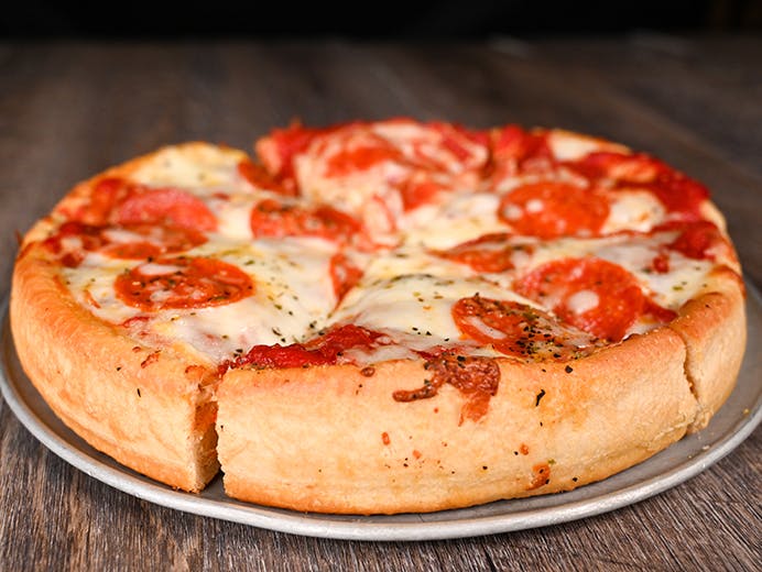 Order Mozzarella Cheese Deep Dish Pizza - 8'' food online from Chicago Dough Company store, Richton Park on bringmethat.com