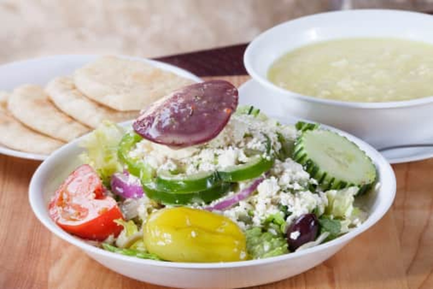 Order Soup & Salad Combo food online from Little Greek Fresh Grill store, Youngstown on bringmethat.com