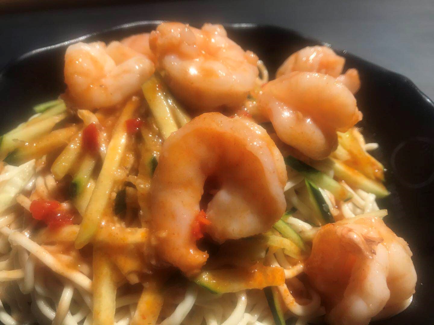 Order Hot and sour prawns  noodles  (酸辣大虾凉面） food online from Bao Bao House store, Eugene on bringmethat.com