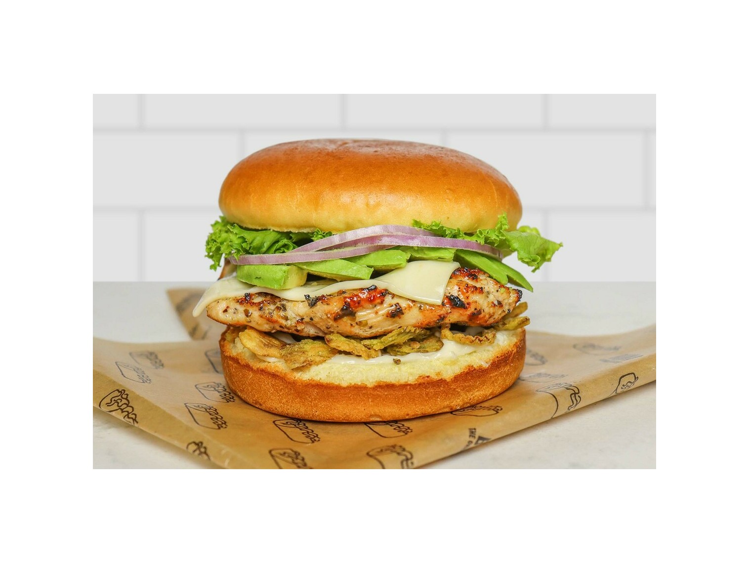 Order Char-Grilled Chicken Avocado Jack Sandwich food online from Buona store, Harwood Heights on bringmethat.com