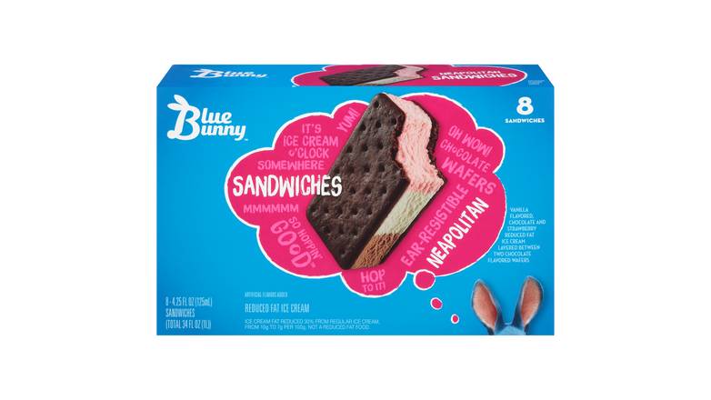 Order Blue Bunny Neapolitan Ice Cream Sandwiches - 8 Ct food online from Red Roof Market store, Lafollette on bringmethat.com