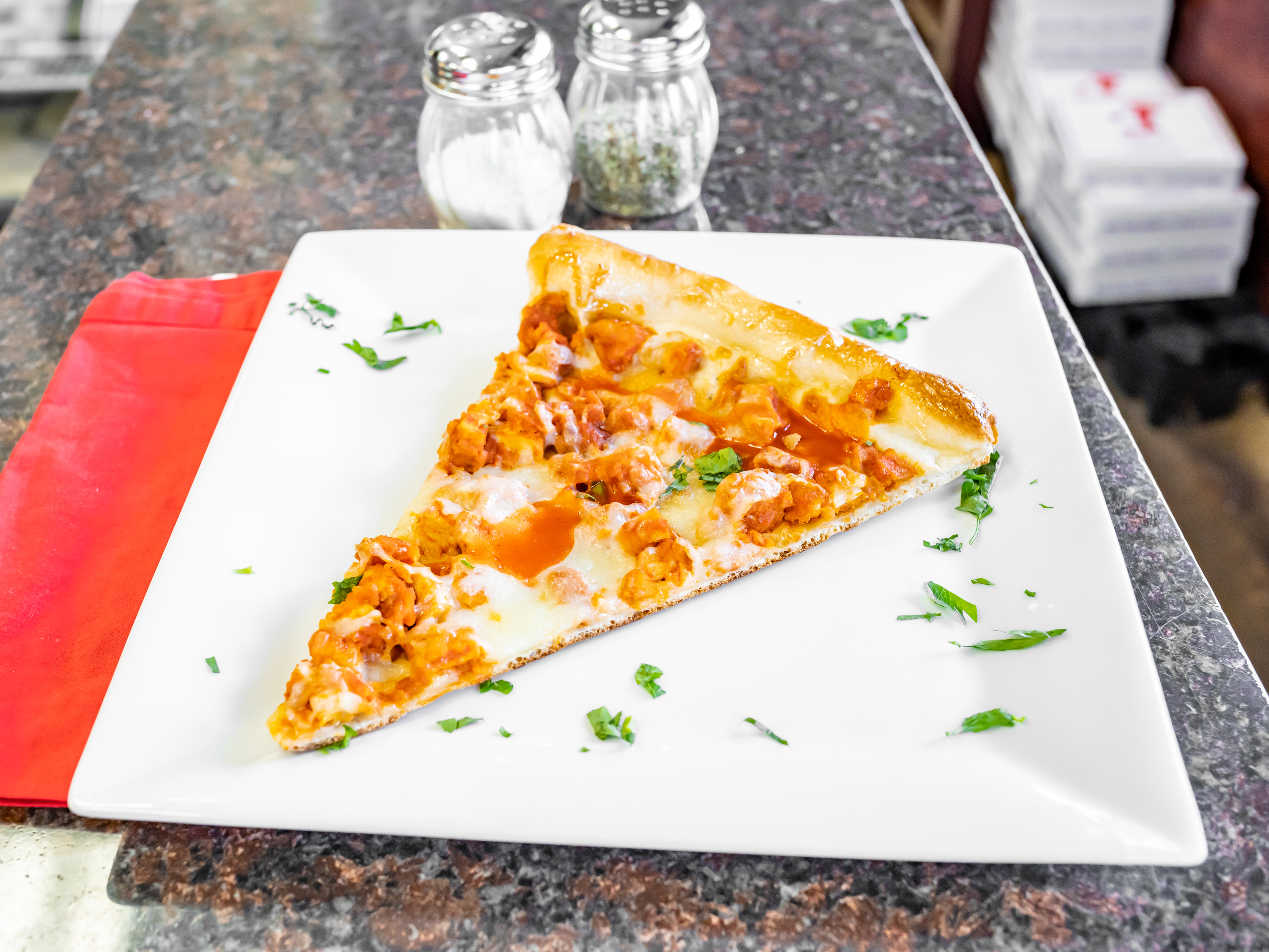 Order Buffalo Chicken Pizza food online from Rocco pizza store, Brooklyn on bringmethat.com