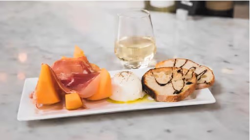 Order Burrata Melon & Prosciutto food online from Wings & Things store, Monterey on bringmethat.com