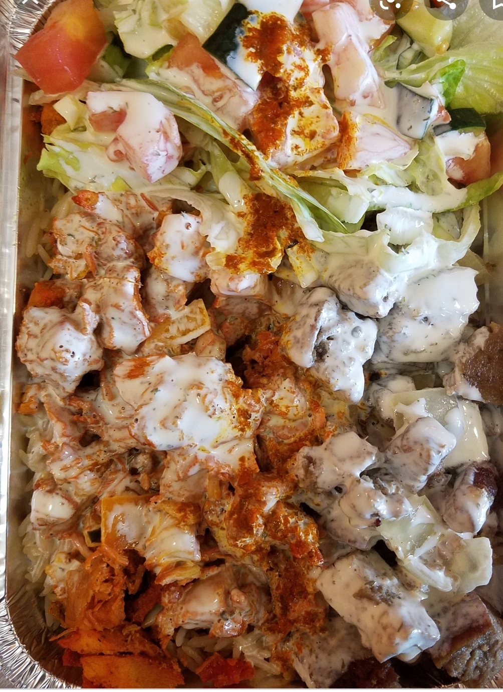 Order Halal Chicken Mixed With Lamb And Beef food online from The Greek Express store, West Chester on bringmethat.com