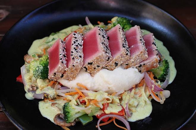 Order Sesame-Crusted Ahi Tuna* food online from Lazy Dog Restaurant & Bar store, Naperville on bringmethat.com