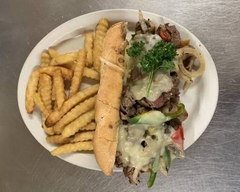 Order PHILLY STEAK & CHEESE with FRIES  food online from The Hub store, Saint Robert on bringmethat.com