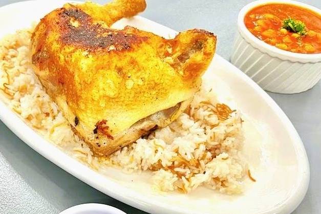 Order Chicken leg with Rice food online from Taste of Egypt store, Arlington on bringmethat.com