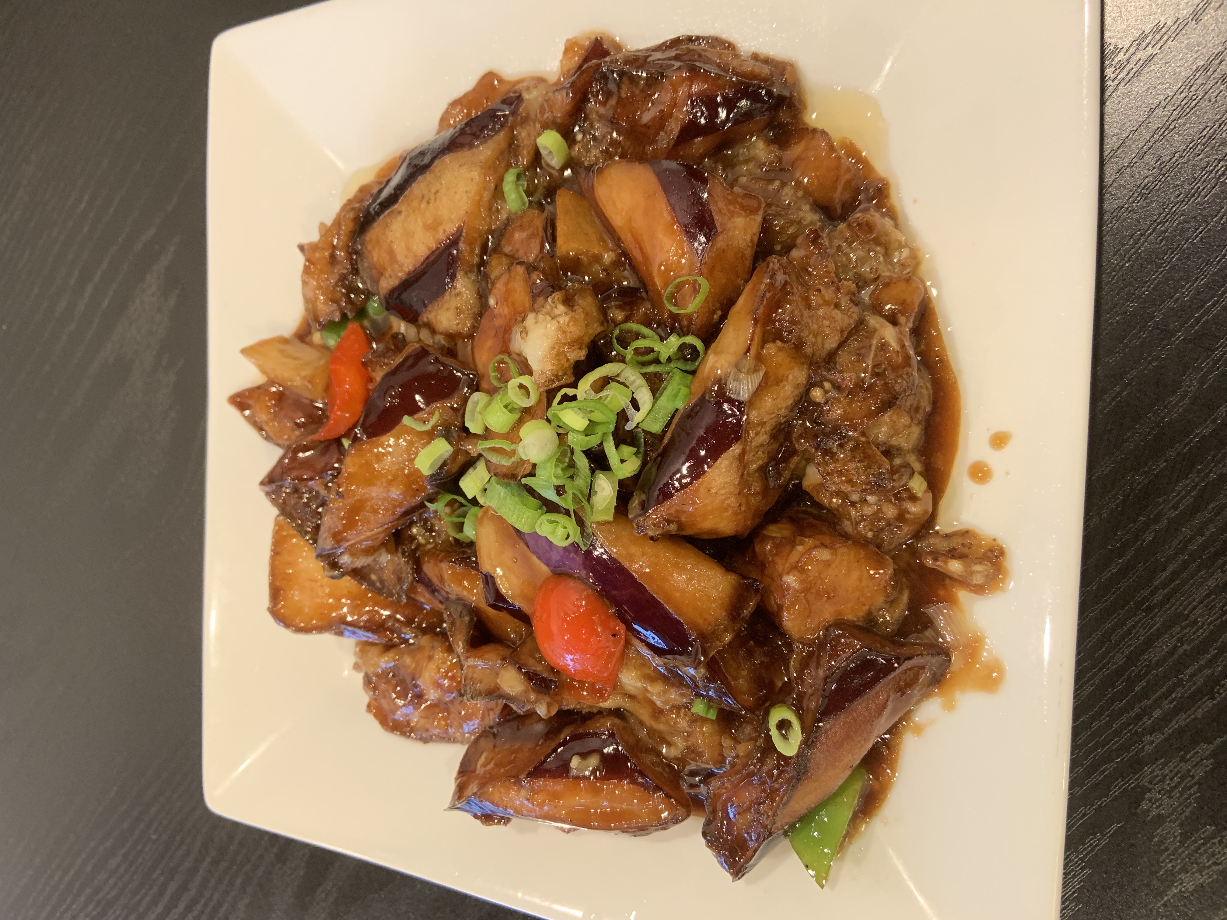 Order 69. Braised Eggplant and Tomato with Brown Sauce 红烧茄子 food online from Foshan Restaurant store, La Puente on bringmethat.com