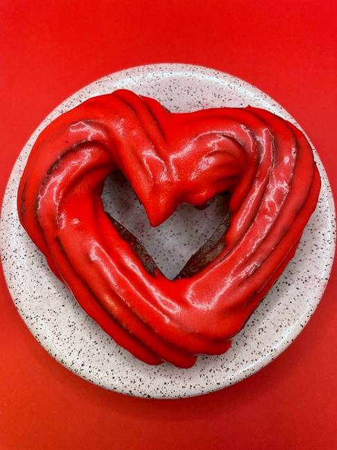 Order Vanilla Bean Heart-Shaped French Cruller food online from Union Square Donuts store, Brookline on bringmethat.com