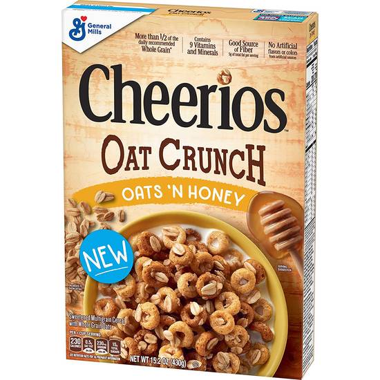 Order Cheerios Oat Crunch Oats & Honey Breakfast Cereal food online from Deerings Market store, Traverse City on bringmethat.com