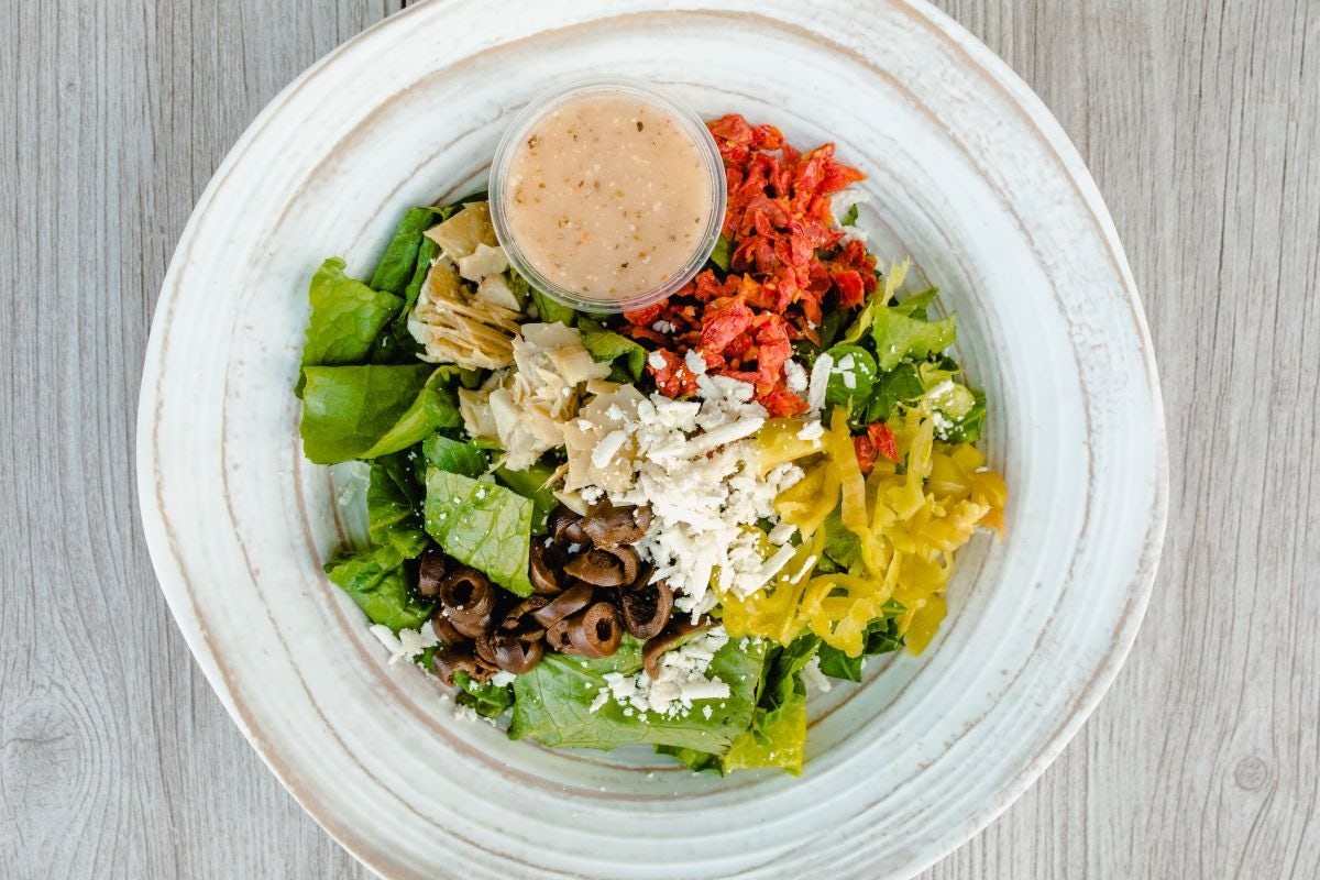 Order Greek Salad food online from Pizzarev store, Corona on bringmethat.com