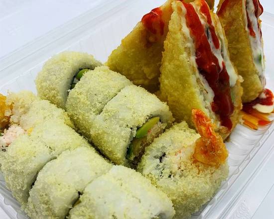 Order Lunch 10:Fuji Roll(4pcs)+Crunch Roll(8pcs)+miso soup food online from Koya Sushi store, Whittier on bringmethat.com