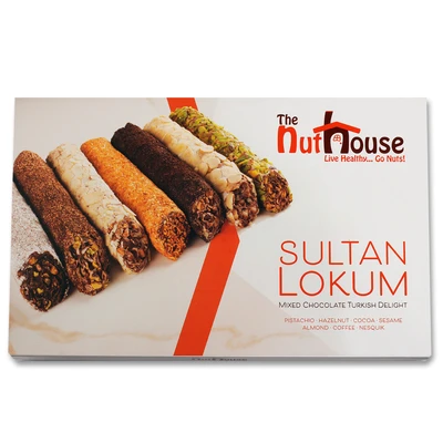 Order Sultan lokum mixed chocolate Turkish delights 400g food online from Nut House Co store, Bridgeview on bringmethat.com