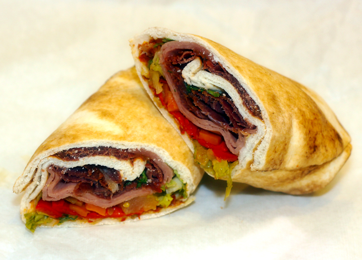 Order Bastirma Sandwich food online from Nour Cafe store, Revere on bringmethat.com