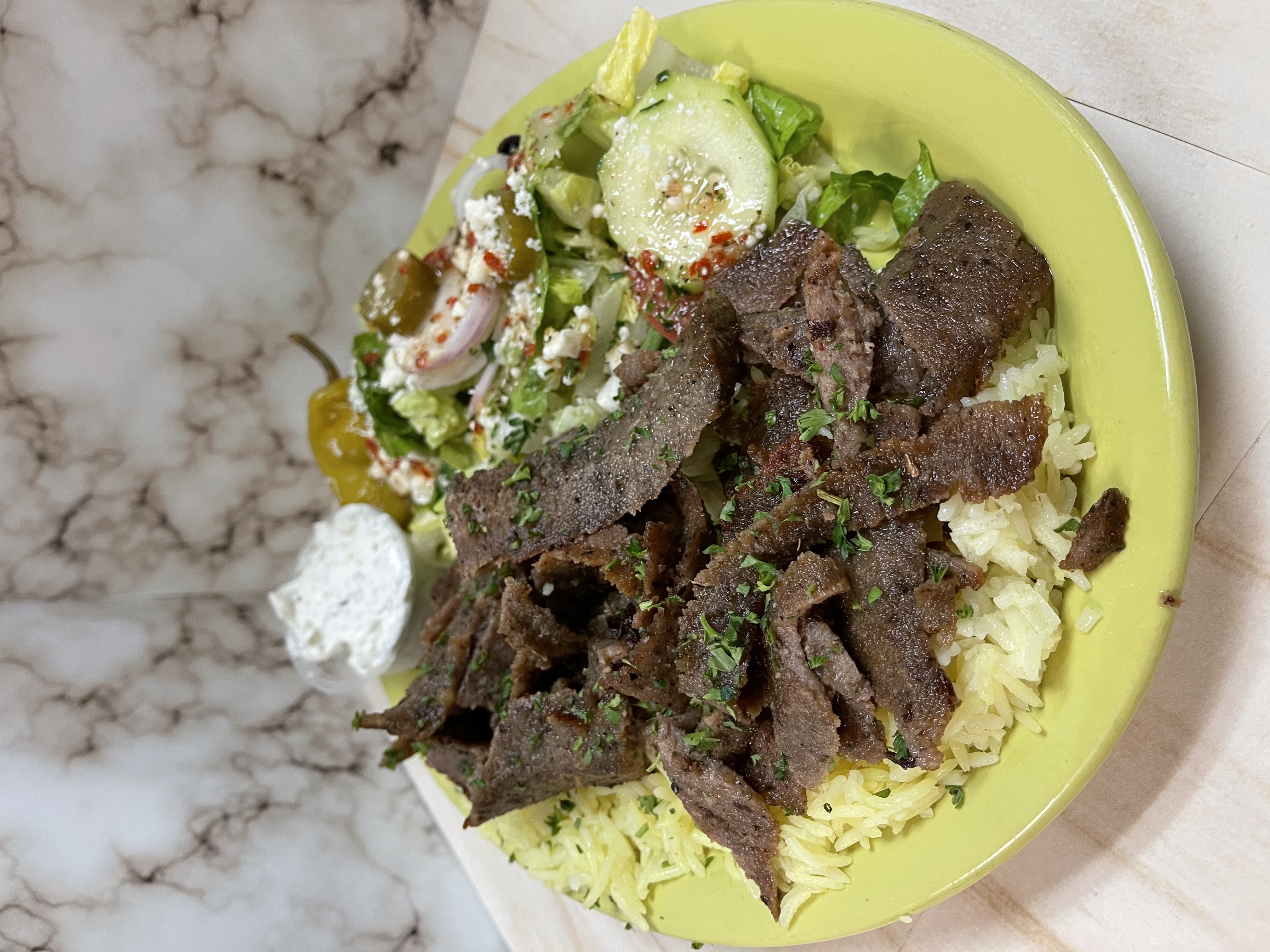 Order Gyro Plate food online from Yasmine Cafe store, Albuquerque on bringmethat.com