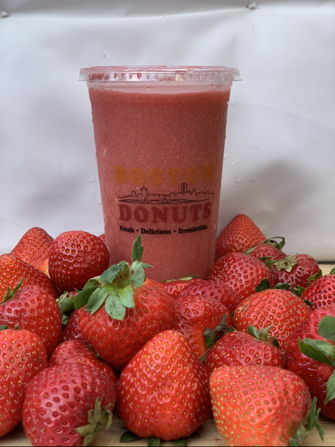 Order Strawberry Bomb Smoothie food online from Boston Donuts store, Fitchburg on bringmethat.com