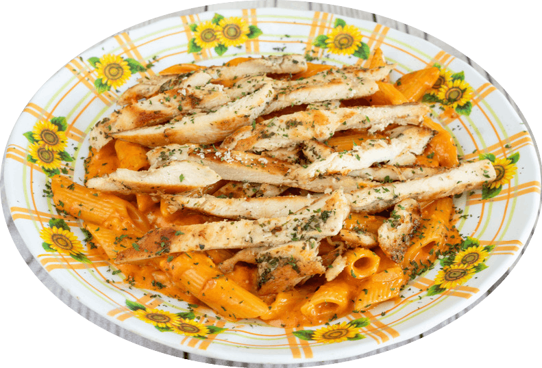 Order Penne Pasta with Vodka Sauce & Grilled Chicken - Pasta food online from Tucky Pizza store, Linden on bringmethat.com