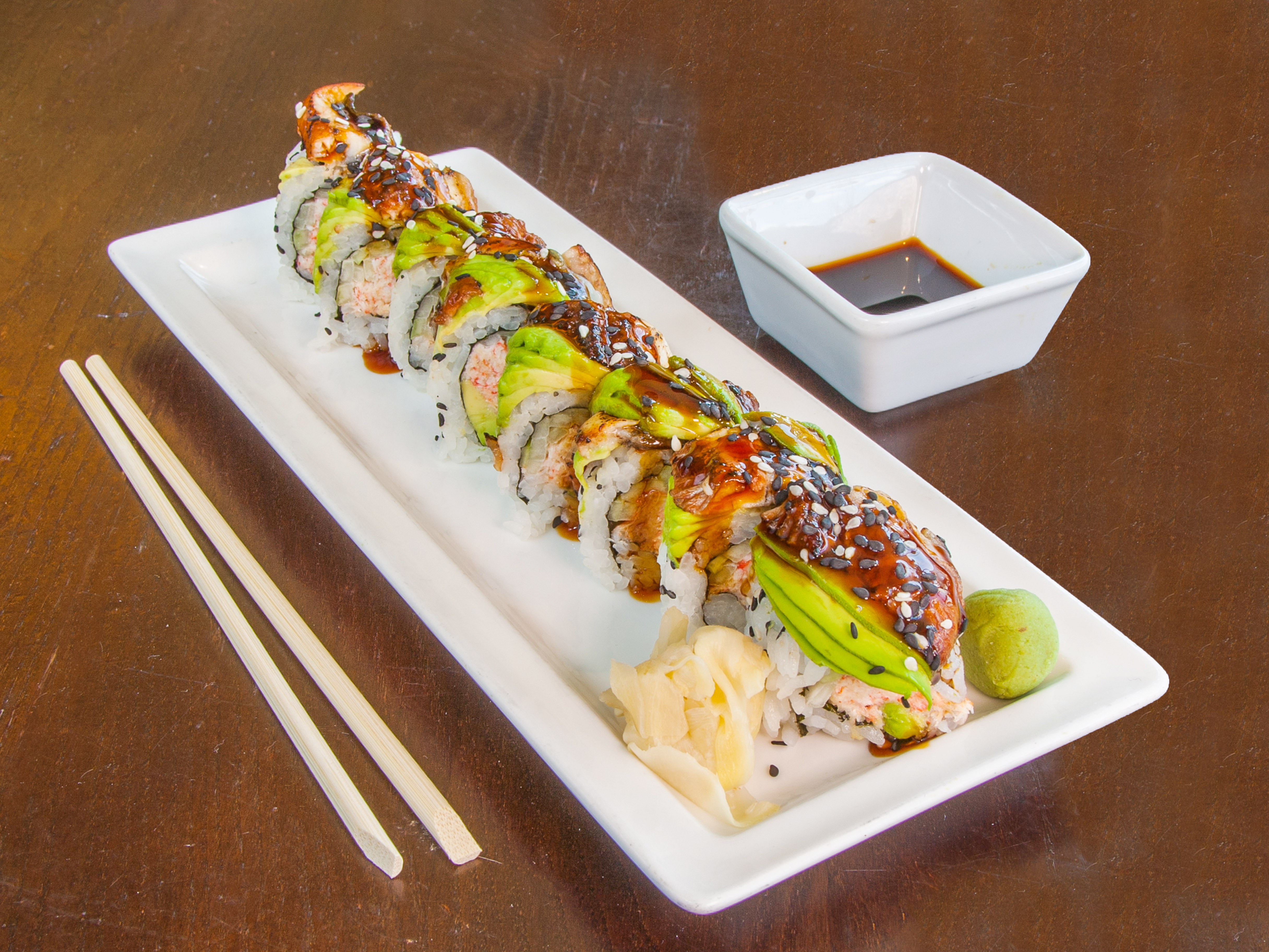 Order Dragon Roll food online from Standard Sushi & Poke Bar store, Westmont on bringmethat.com
