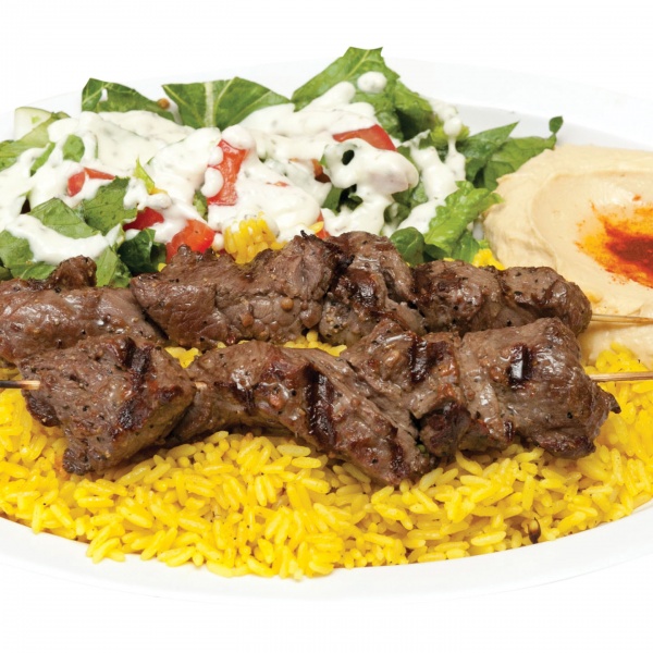 Order 1. Beef Kabob Plate food online from Green Olive store, Compton on bringmethat.com