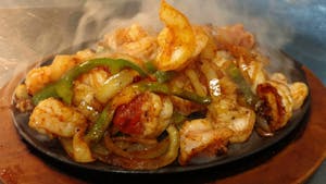 Order 131. Shrimp Fajitas food online from La Tolteca store, Williamsburg on bringmethat.com