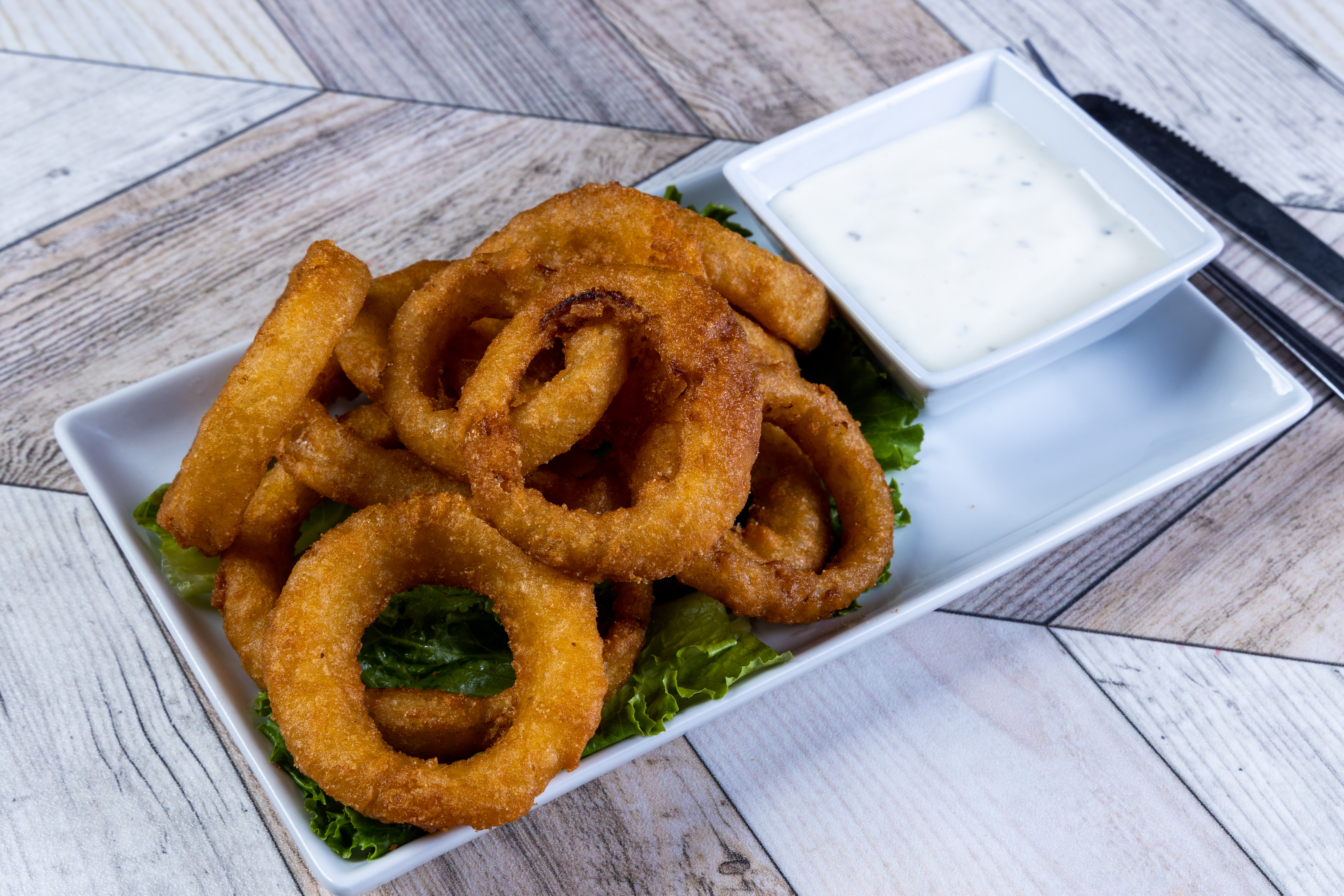 Order Crispy Onion Rings food online from Top View Restaurant store, Chicago on bringmethat.com
