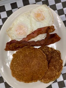 Order SWEET POTATO PANCAKE PLATTER food online from Millers Country Kitchen store, Middletown on bringmethat.com