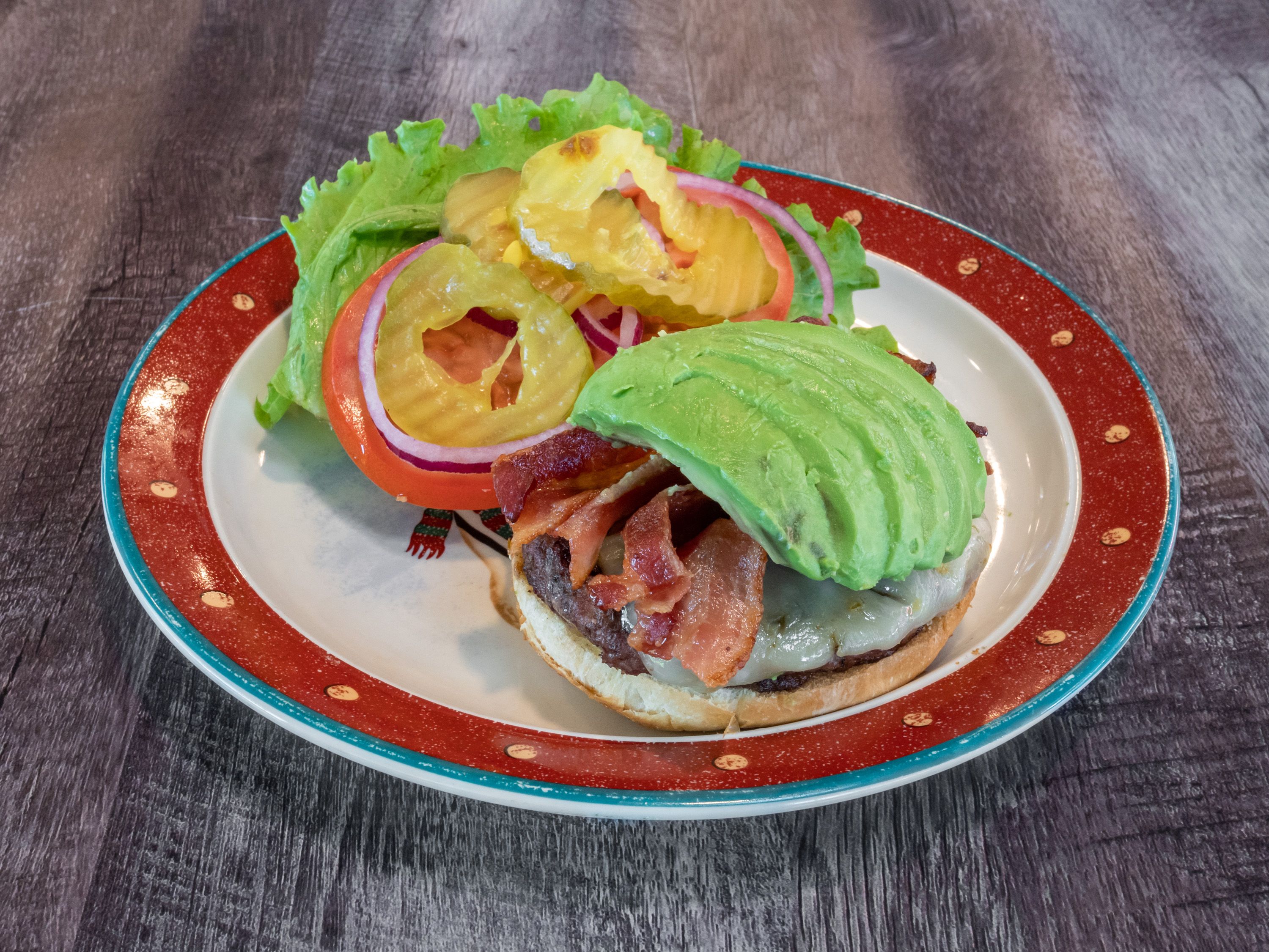 Order Bacon Avocado Burger food online from Kirk Steakburgers store, Campbell on bringmethat.com