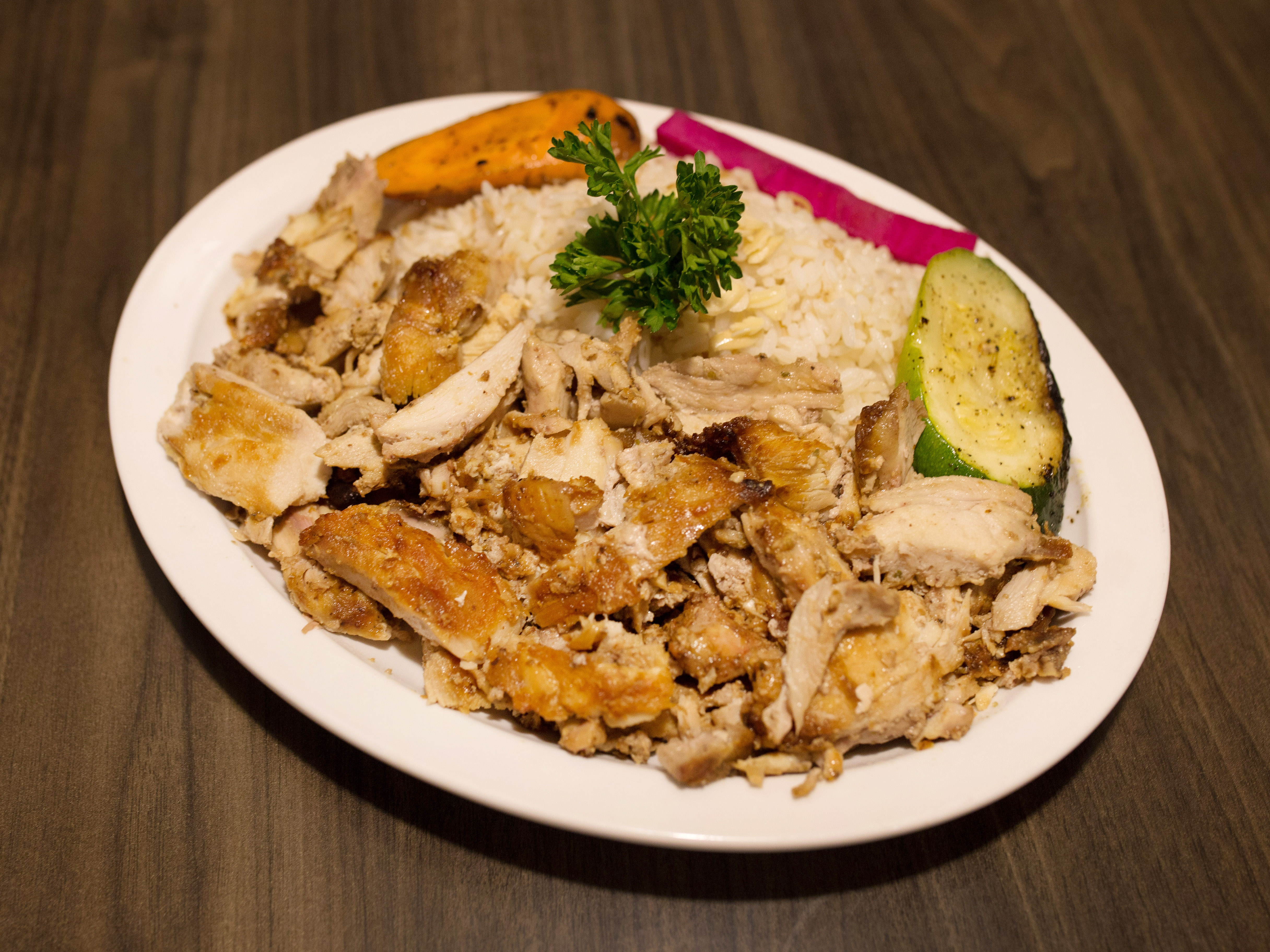 Order Shawarma Plate Dinner food online from Alloush Grill store, Livonia on bringmethat.com