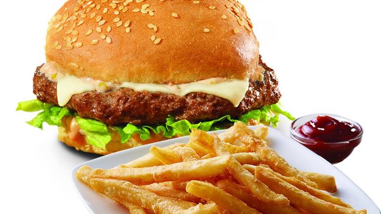 Order Classic Burger with Fries food online from Papa Gino's store, Plymouth on bringmethat.com