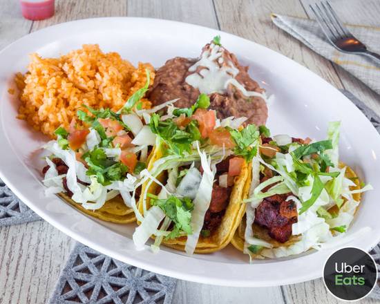 Order Taco Plate (3 pcs) food online from Benny Corn Taqueria store, Tomball on bringmethat.com