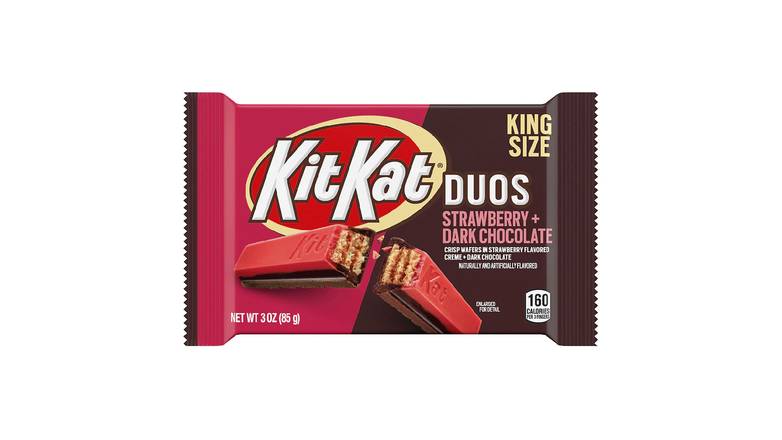 Order Kit Kat Duos King Size Wafer Candy Strawberry And Dark Chocolate food online from Red Roof Market store, Lafollette on bringmethat.com