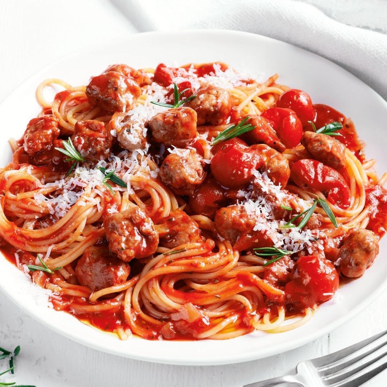 Order Spaghetti with Sausage - Dinner food online from Brothers Pizza store, Las Vegas on bringmethat.com