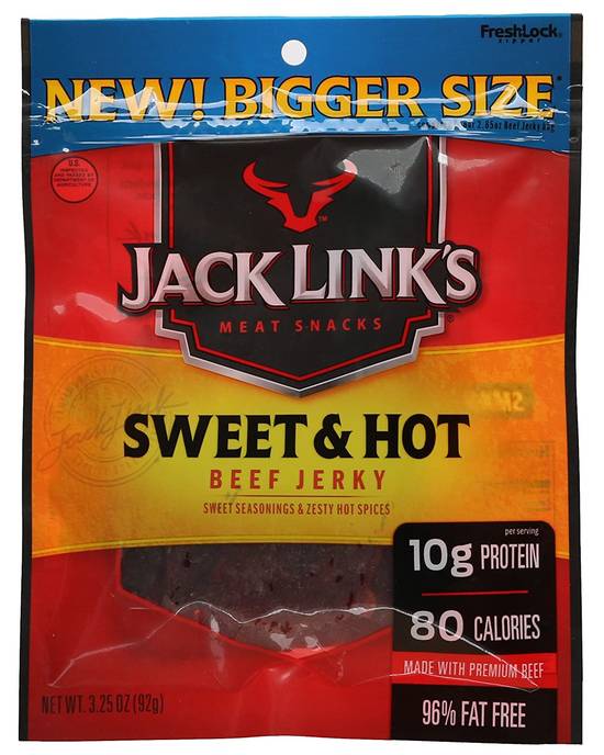 Order Jack Link's Beef Jerky Sweet & Hot food online from Deerings Market store, Traverse City on bringmethat.com