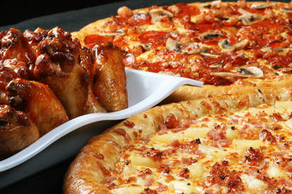 Order 2 Large Cheese Pizzas, 20 Wings & Garlic Knots Special food online from Dino's store, Albany on bringmethat.com