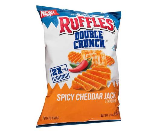 Order Ruffles Double Crunch Spicy Cheddar Jack 2 3/8 oz  food online from Pit Stop Liquor Mart store, El Monte on bringmethat.com