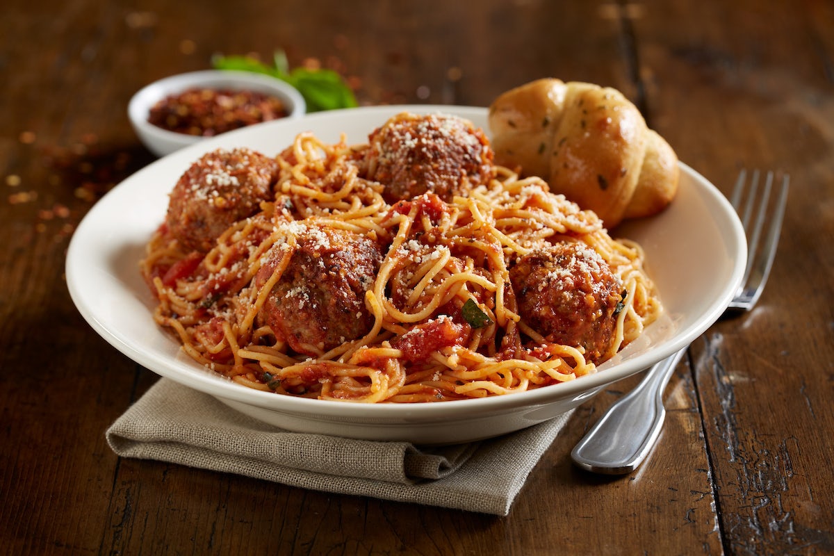 Order Jumbo Spaghetti And Meatballs food online from Bj Restaurant & Brewhouse store, Miamisburg on bringmethat.com