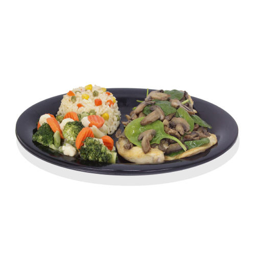 Order Spinach & Mushrooms Chicken Plate food online from Mas Natural store, Brownsville on bringmethat.com