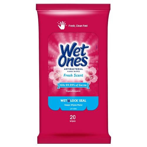 Order Wet Ones Antibacterial Hand Wipes Travel Pack Fresh - 20.0 ea food online from Walgreens store, Fort Collins on bringmethat.com