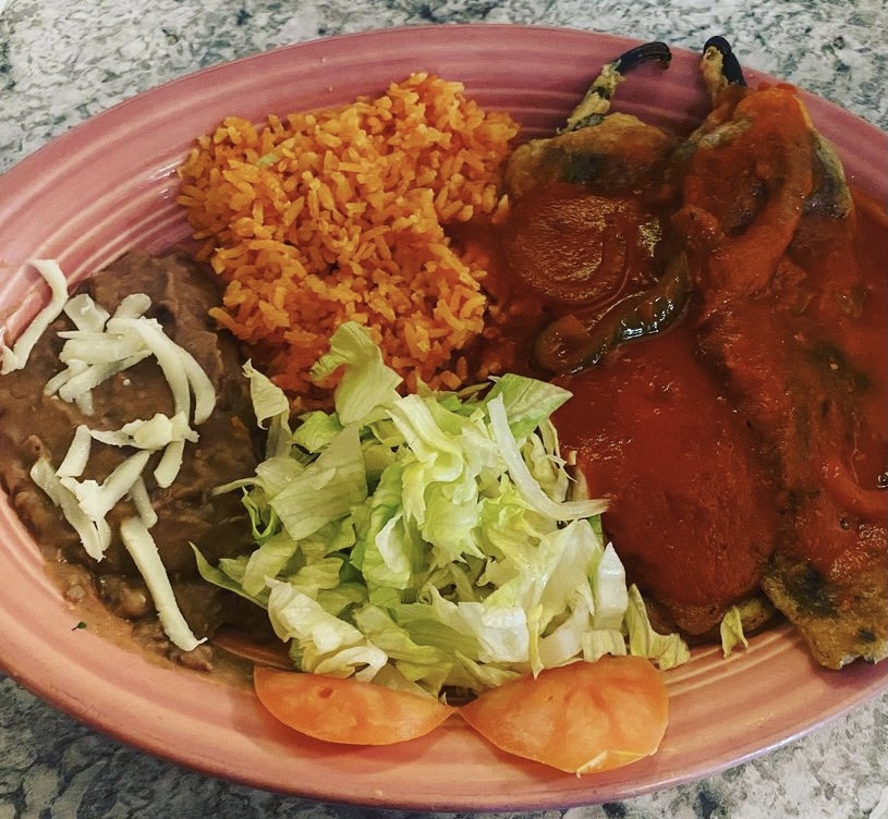 Order Chile Relleno Dinner Platter food online from Chole Mexican Restaurant store, Glenwood on bringmethat.com