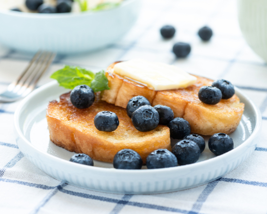 Order The Blueberries French Toasts food online from Citi Deli store, New York on bringmethat.com