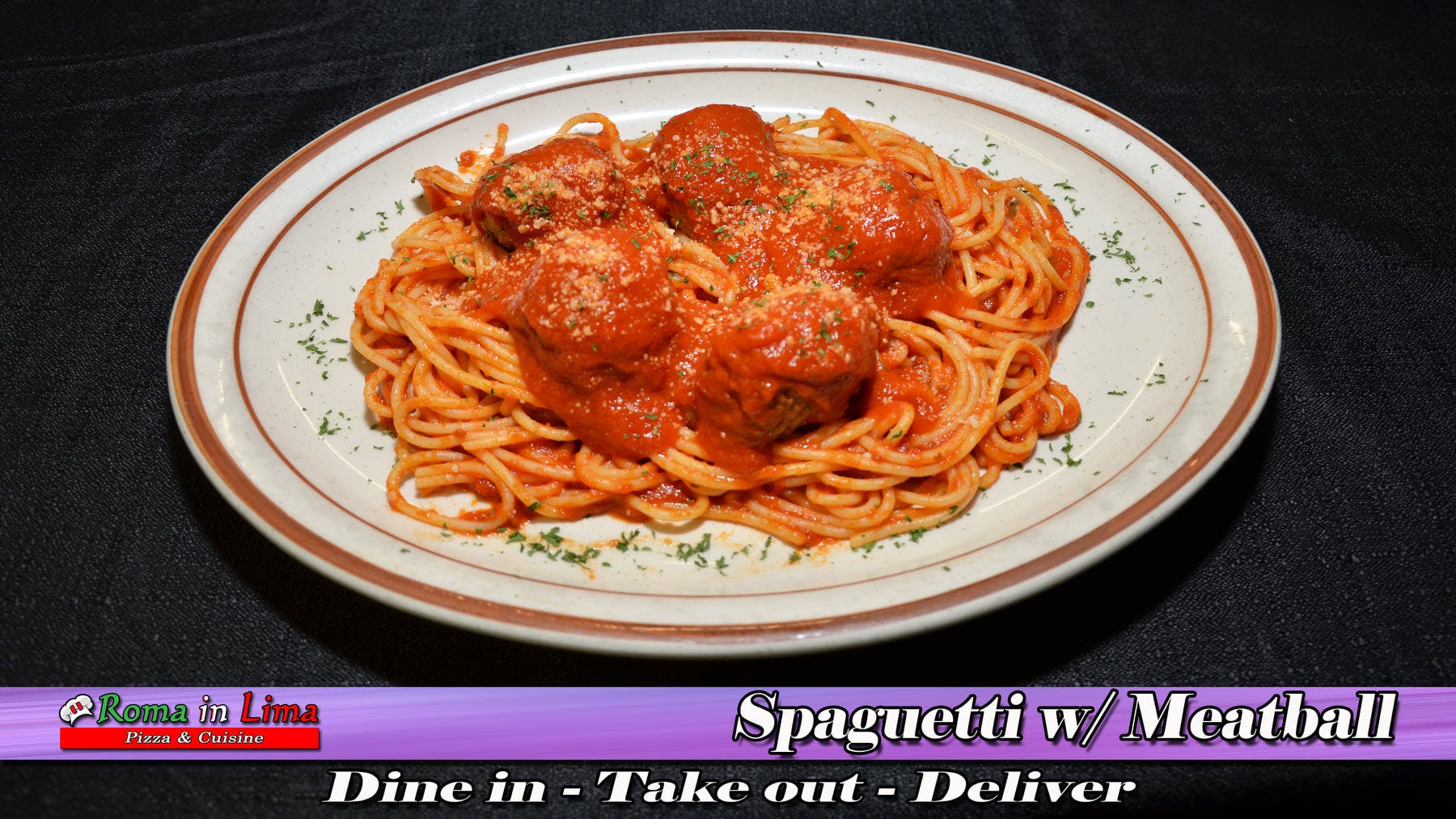 Order Spaghetti with Meatball - Pasta food online from Roma In Lima Pizza & Cuisine store, Immokalee on bringmethat.com