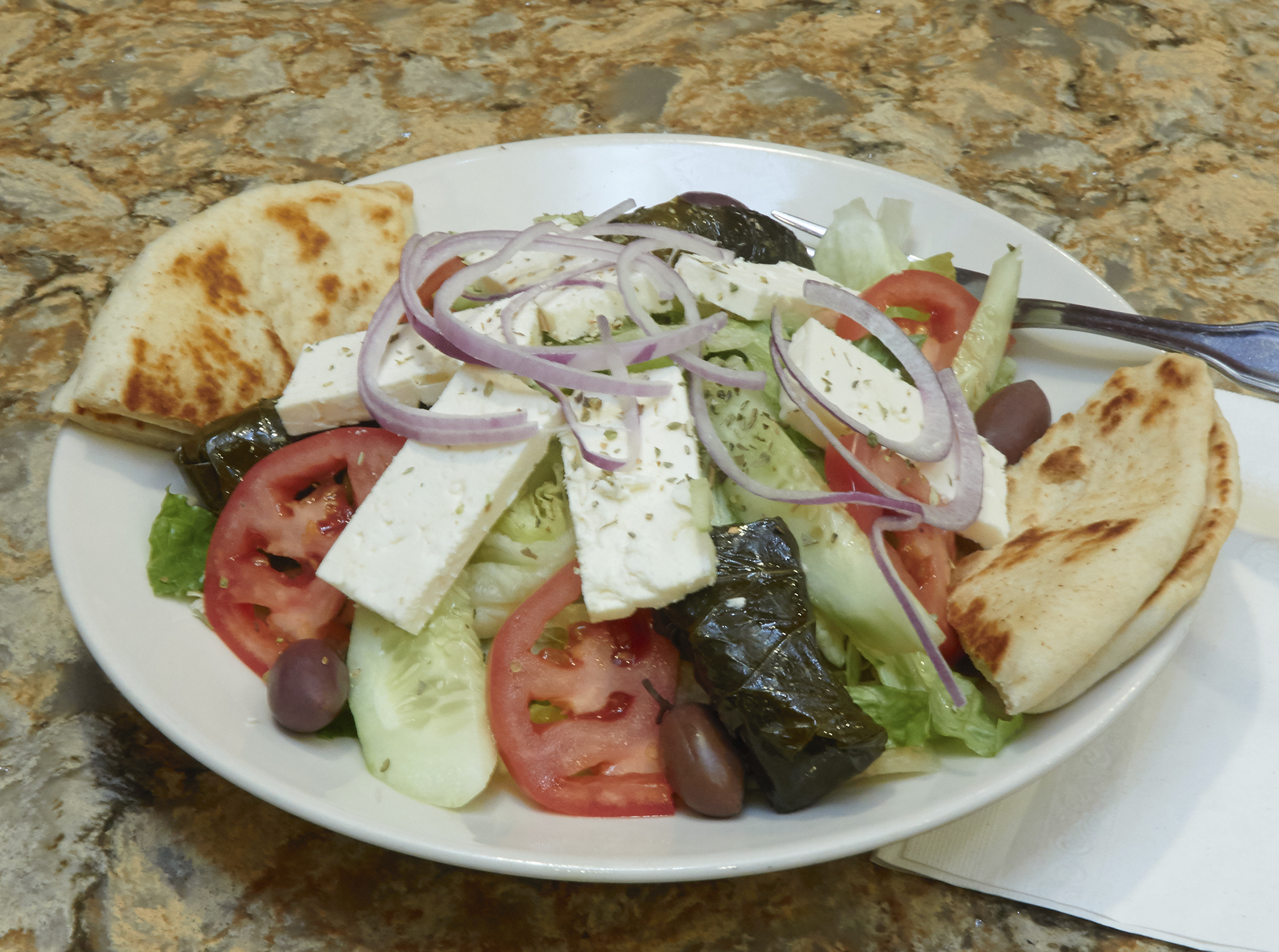 Order Greek Salad food online from Westway diner store, New York on bringmethat.com