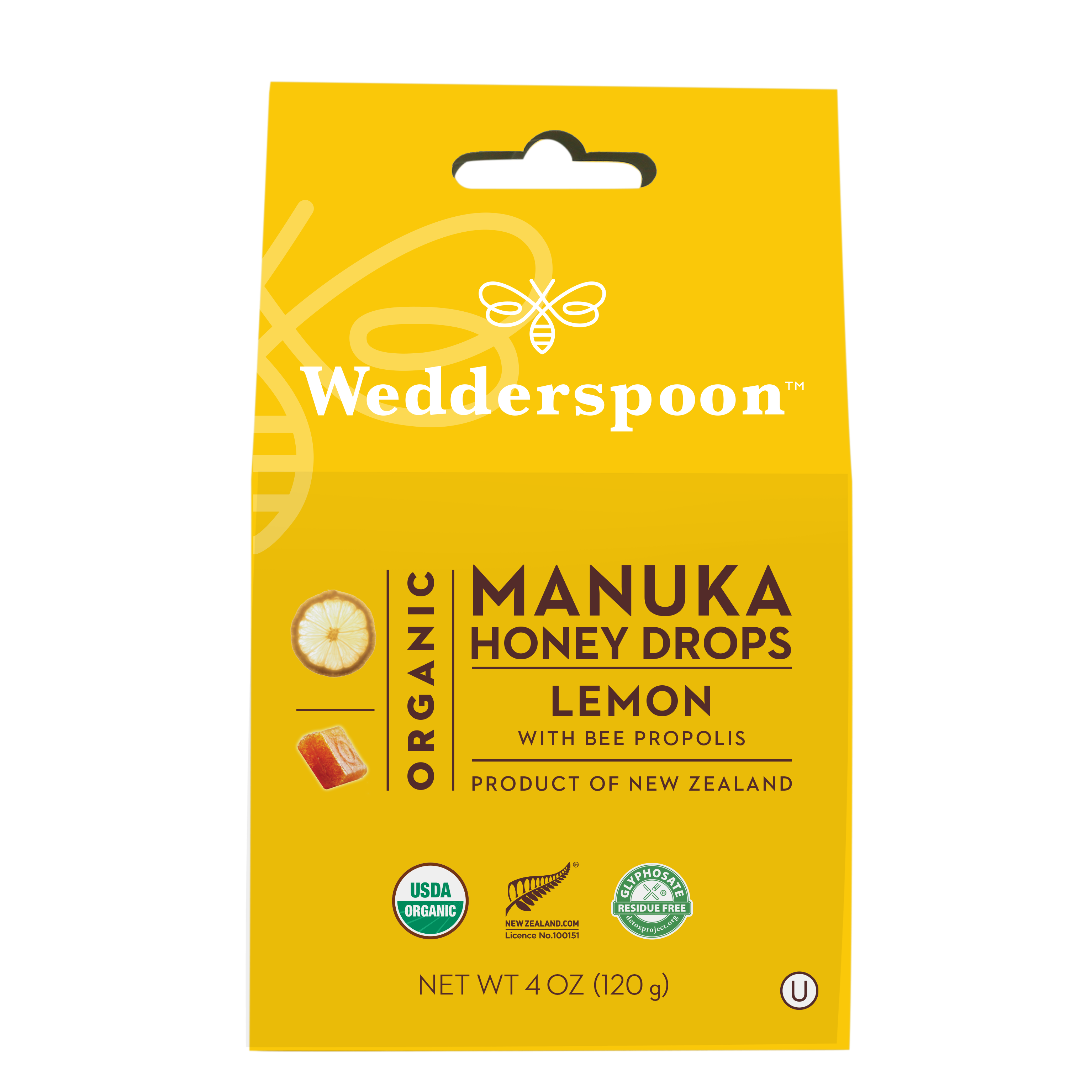 Order Wedderspoon Organic Manuka Honey Drops, Lemon - 4 oz food online from Bartell store, Edmonds on bringmethat.com
