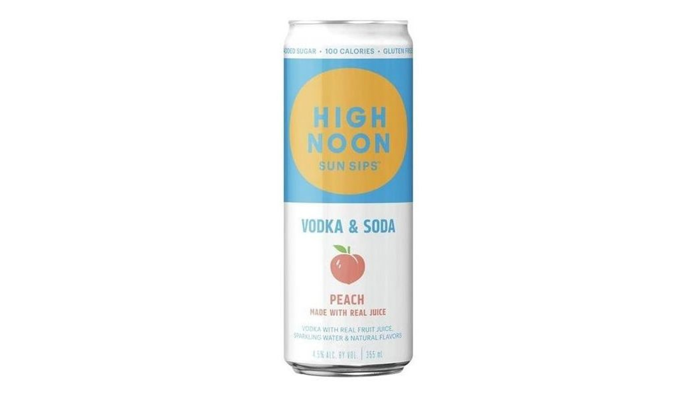 Order High Noon Peach Hard Seltzer 4x 355ml Cans food online from Rancho Liquor store, Thousand Oaks on bringmethat.com