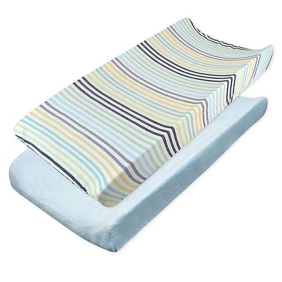 Order The Honest Company® 2-Pack Printed Jersey and Terry Changing Pad Covers in Rainbow Blues food online from Buybuy Baby store, Chandler on bringmethat.com