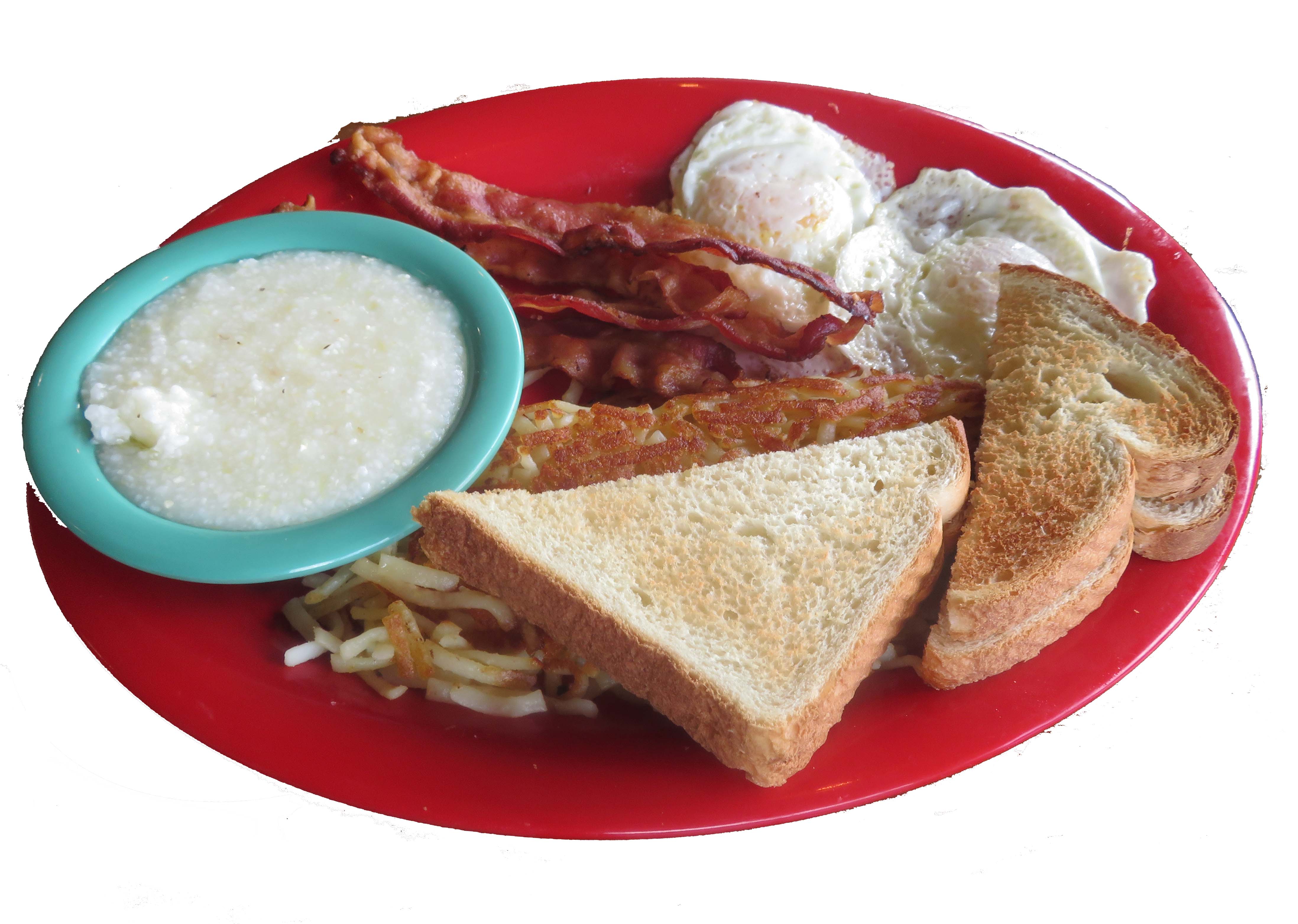 Order 2 Eggs Plate with 4 Bacon Strips food online from Carolina's Diner store, Greensboro on bringmethat.com