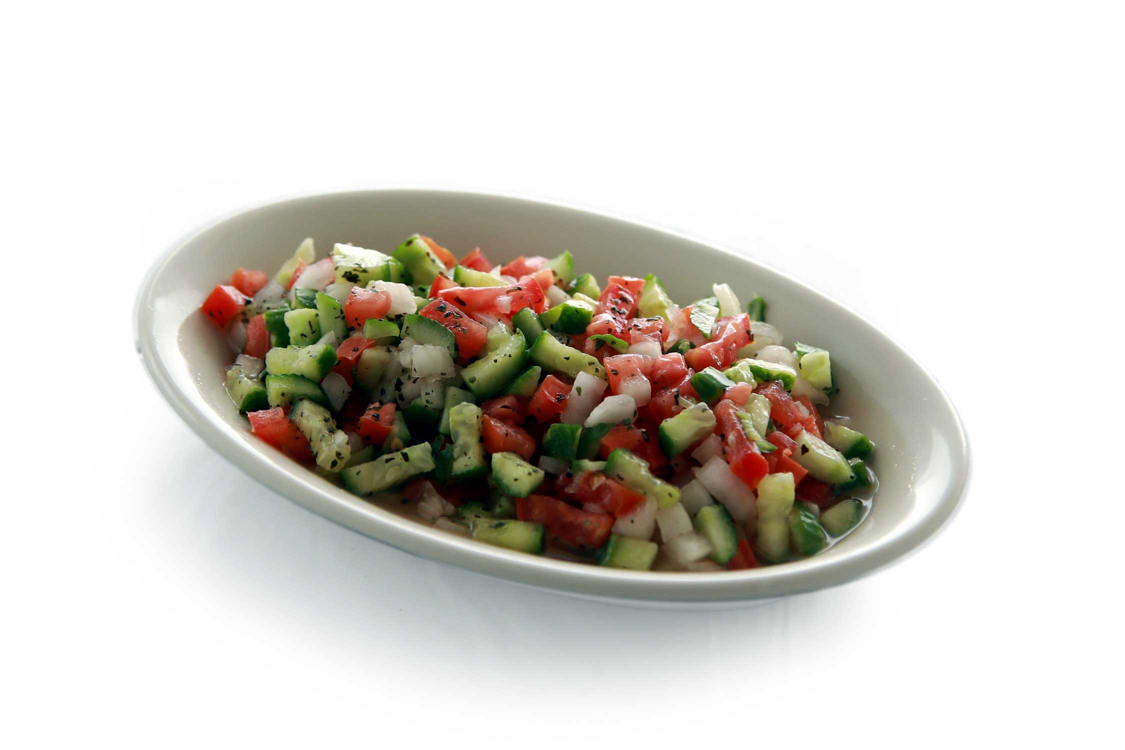 Order Shirazi Salad food online from M Cafe & Grill store, Lake Forest on bringmethat.com
