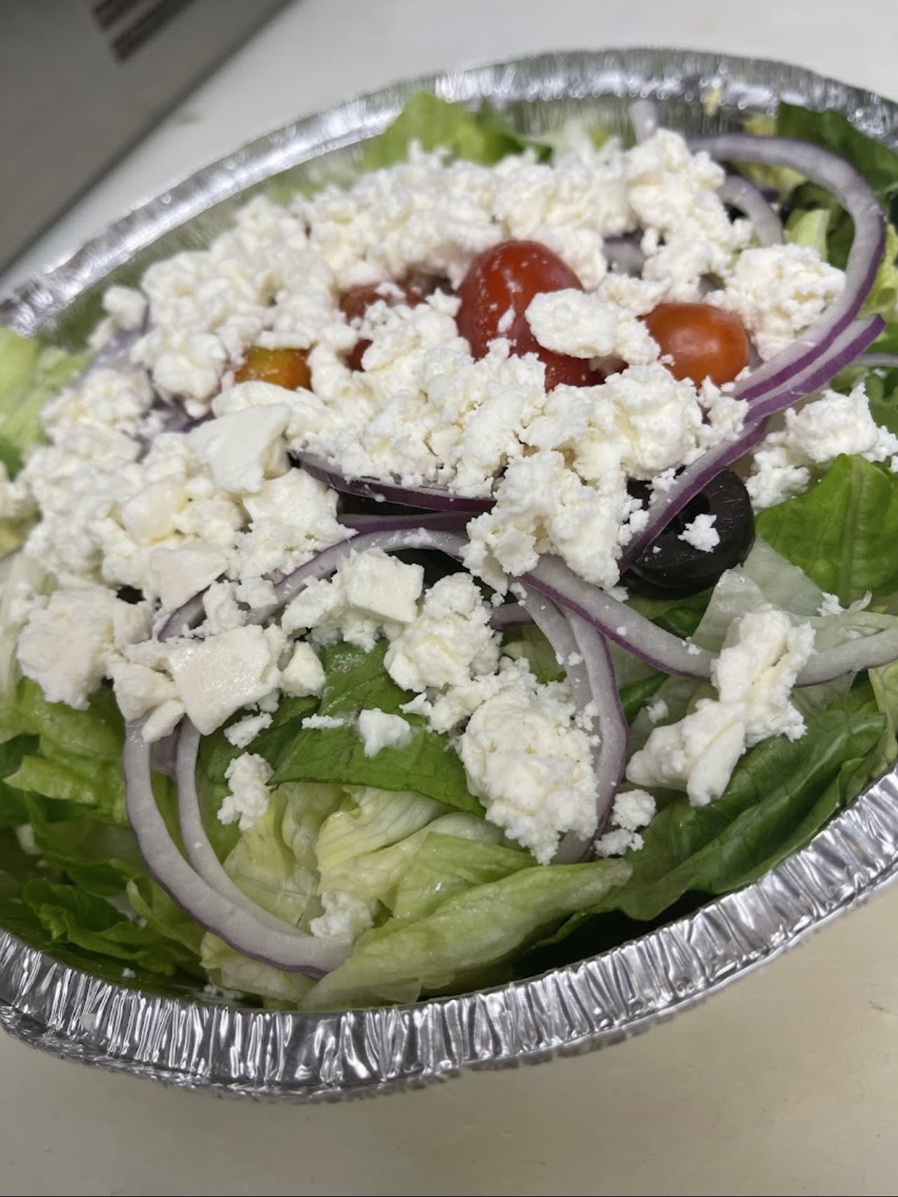 Order Greek Salad - Medium food online from Anthony Pizzeria store, Wind Gap on bringmethat.com